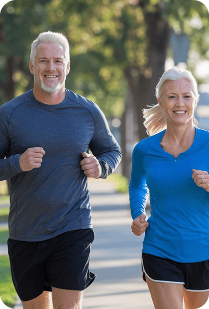 Fit couple jogging