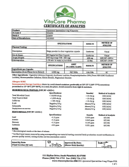 GenuinePurity Spermidine Certificate of Analysis